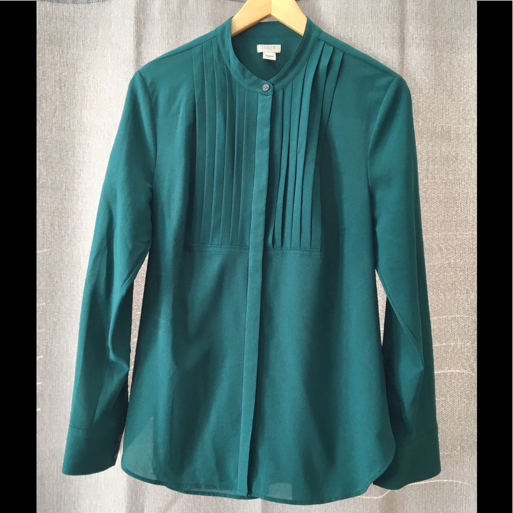 J Crew Factory Solid Drapey Tuxedo Blouse